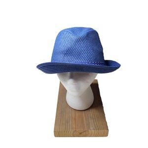 Nordstrom Blue Trilby Panama Style Hat Synthetic Material New  NWT Size S/M